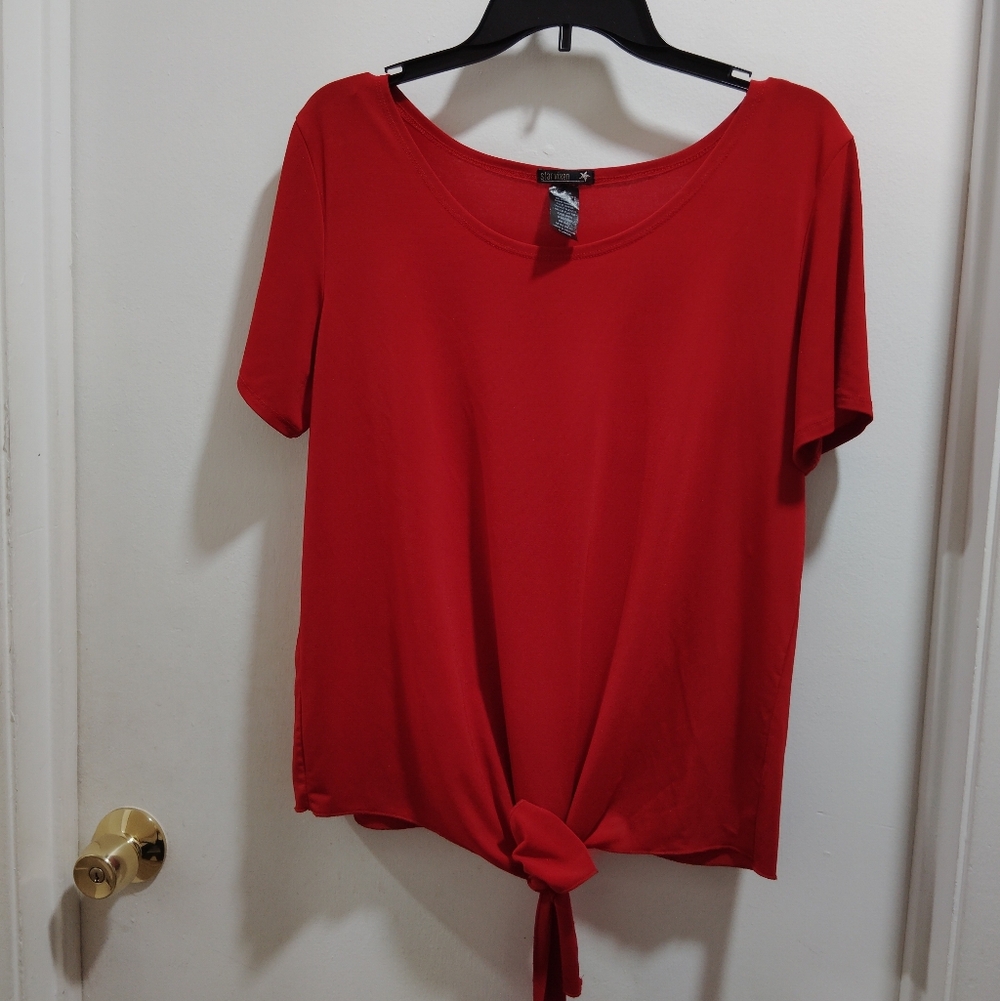 Elegant Star Vixen Red Tie-Front Top